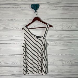 Anthropologie Asymmetrical White and Gray Tank Top